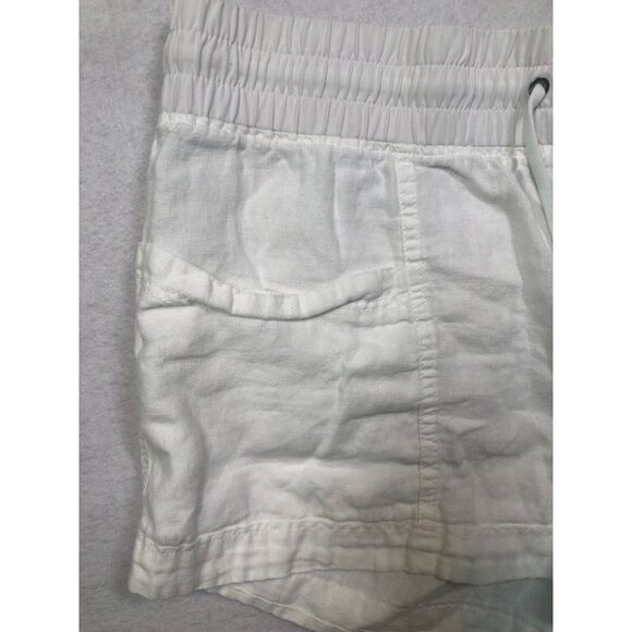 Athleta Cabo Linen 4" Shorts White Elastic Waist Drawstring 405722 Women's 16 - Picture 3 of 7